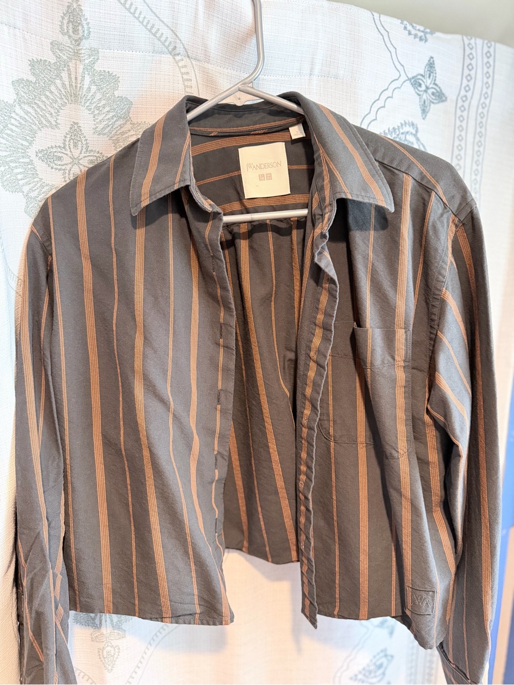 JW ANDERSON Black and Brown Vertical Stripe Button-Down Shirt - Picture 3 of 4